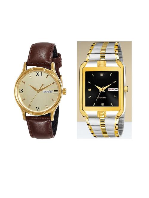 day n date men stylish analog latest watches combo - set of 2 - fk_tt-black - 21694461 - Very Small Image - 1