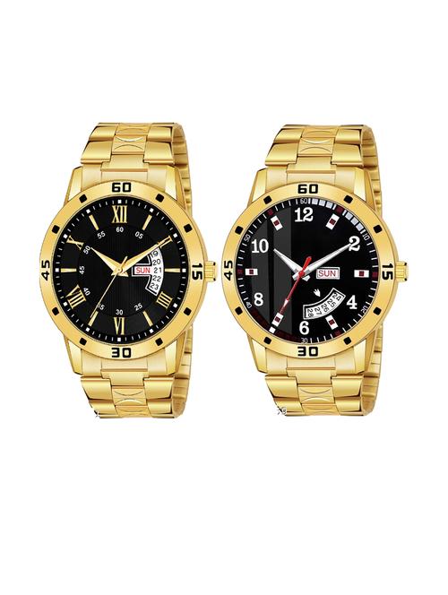 day n date men stylish analog latest watches combo - set of 2 - gold-24-and-gold-7 - 21694505 - Very Small Image - 1