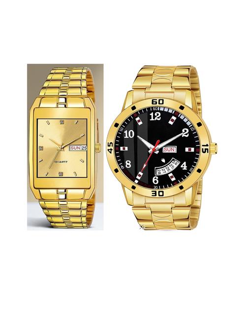 day n date men stylish analog latest watches combo - set of 2 - golden-golden-gold-7 - 21694553 - Very Small Image - 1