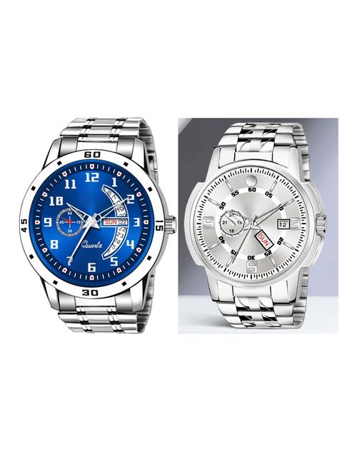 day n date men stylish analog latest watches combo - set of 2 - slv-4-slv-10 - 21694587 - Very Small Image - 1