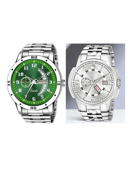 day n date men stylish analog latest watches combo - set of 2 - slv-6-slv-10 - 21694591 - Very Small Image - 1