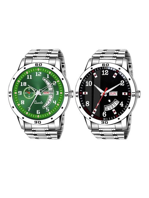 day n date men stylish analog latest watches combo - set of 2 - slv-6-slv-7 - 21694593 - Very Small Image - 1