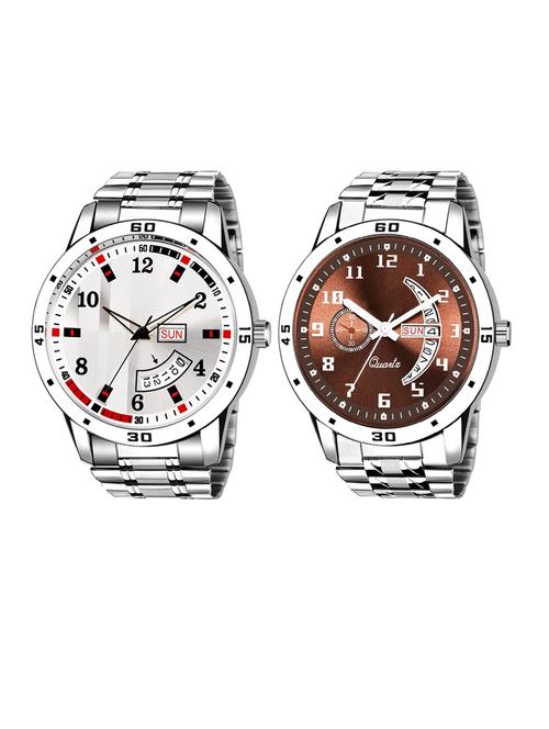 day n date men stylish analog latest watches combo - set of 2 - slv-8-slv-18 - 21694599 - Very Small Image - 1