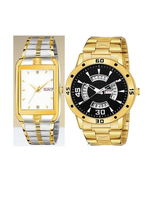 day n date men stylish analog latest watches combo - set of 2 - tt-white-gold-21 - 21694626 - Very Small Image - 1