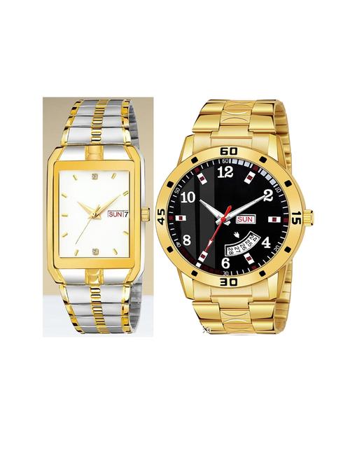 day n date men stylish analog latest watches combo - set of 2 - tt-white-gold-7 - 21694627 - Very Small Image - 1