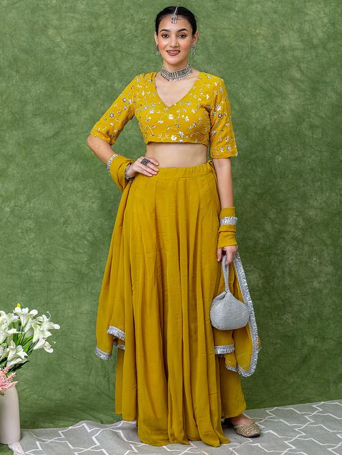 women solid flared lehenga choli with dupatta - 21694684 - Very Small Image - 1