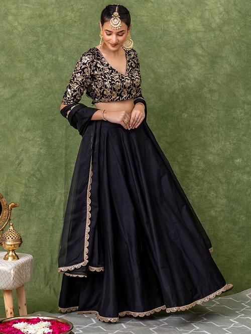 women solid flared lehenga choli with dupatta - 21694685 - Very Small Image - 1