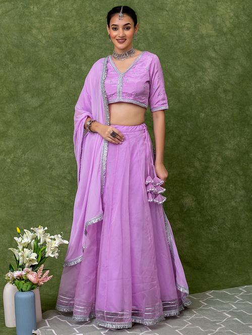 women solid flared lehenga choli with dupatta - 21694688 - Very Small Image - 1