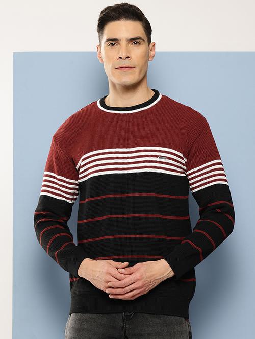 men crew neck striped pullover - 21694835 - Very Small Image - 1