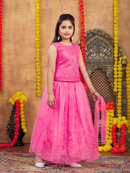 girls embroidered lehenga choli set with dupatta - 21694920 - Very Small Image - 1