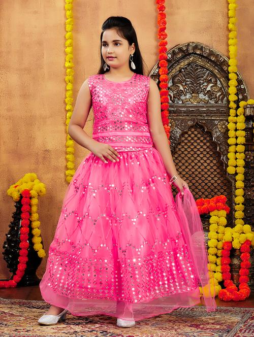 girls embroidered lehenga choli set with dupatta - 21694923 - Very Small Image - 1