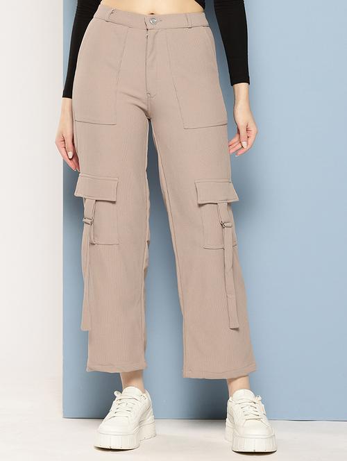 women mid rise solid cargo - 21694936 - Very Small Image - 1