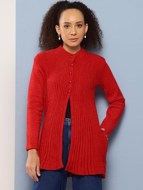 women long sleeves self design cardigan - 21694983 - Very Small Image - 1