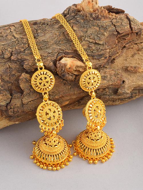 women golden umbrella designed traditional jhumki  - 21695218 - Very Small Image - 1