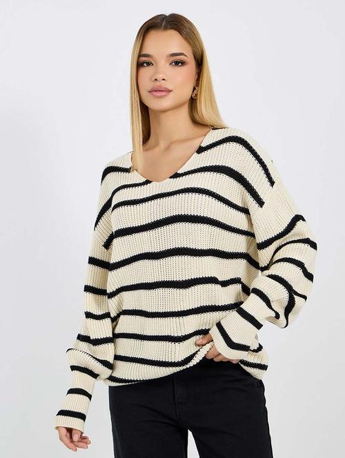 women striped long sleeve pullover - 21695400 - Very Small Image - 1