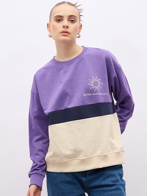 women long sleeves color block sweatshirt - 21695430 - Very Small Image - 1