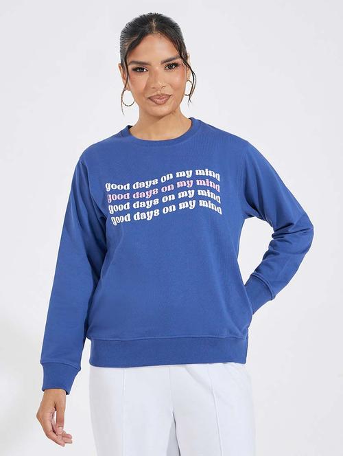 women chest print long sleeve sweatshirt - 21695439 - Very Small Image - 1