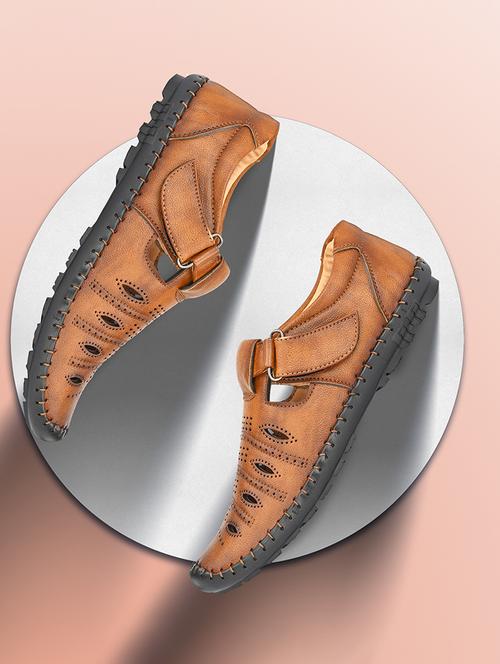 tan synthetic slip on sandals - 21695963 - Very Small Image - 1