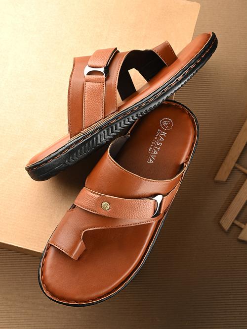 men brown slip on slippers - 21696019 - Very Small Image - 1