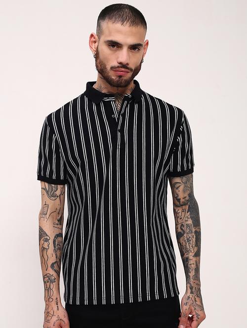 men striped short sleeve polo t-shirt - 21696213 - Very Small Image - 1