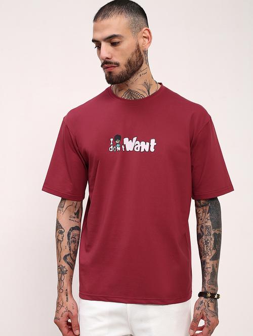 men front & back print round neck oversized t-shirt - 21696217 - Very Small Image - 1