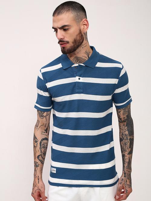men striped short sleeve polo t-shirt - 21696247 - Very Small Image - 1