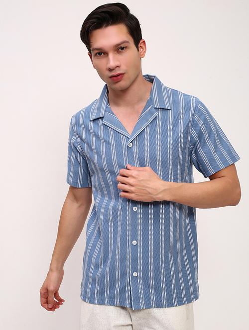 men striped short sleeves casual shirt - 21696307 - Very Small Image - 1