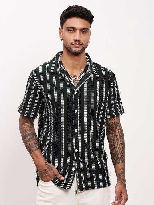 men striped short sleeves casual shirt - 21696309 - Very Small Image - 1
