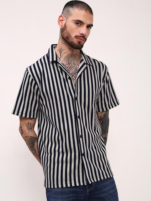 men striped short sleeves casual shirt - 21696325 - Very Small Image - 1
