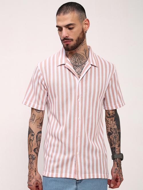men striped short sleeves casual shirt - 21696327 - Very Small Image - 1