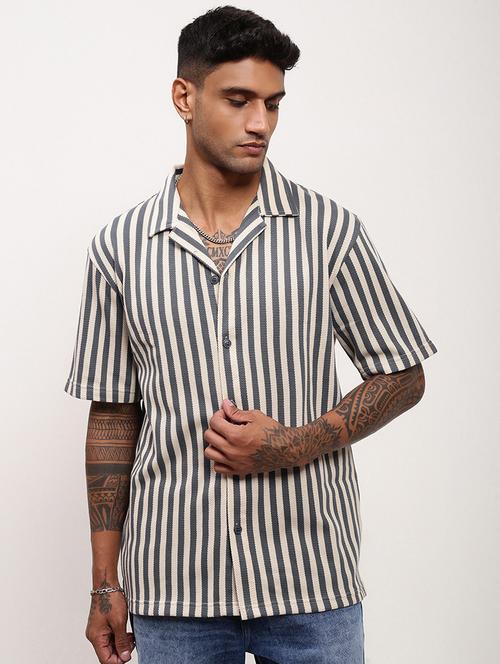 men striped short sleeves casual shirt - 21696328 - Very Small Image - 1