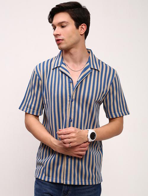 men striped short sleeves casual shirt - 21696330 - Very Small Image - 1