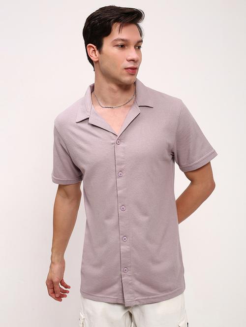 men solid short sleeves casual shirt - 21696333 - Very Small Image - 1
