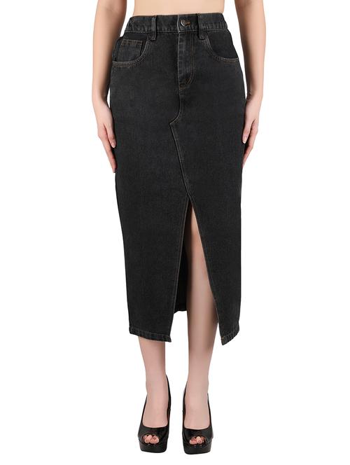 women solid high rise denim skirt - 21696448 - Very Small Image - 1