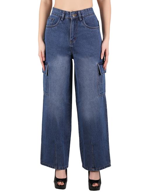 women solid high risewide leg cargo - 21696452 - Very Small Image - 1