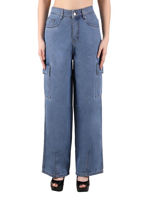 women solid high rise wide leg cargo - 21696456 - Very Small Image - 1