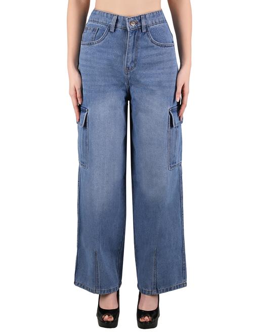 women solid high rise wide leg cargo - 21696465 - Very Small Image - 1