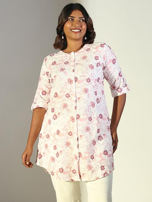 women floral roll up sleeve a-line kurti - 21696511 - Very Small Image - 1