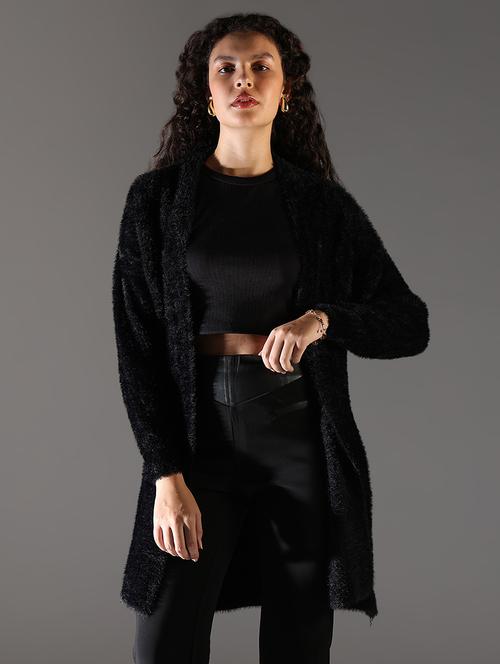 women black solid long sleeve shrug - 21696515 - Very Small Image - 1