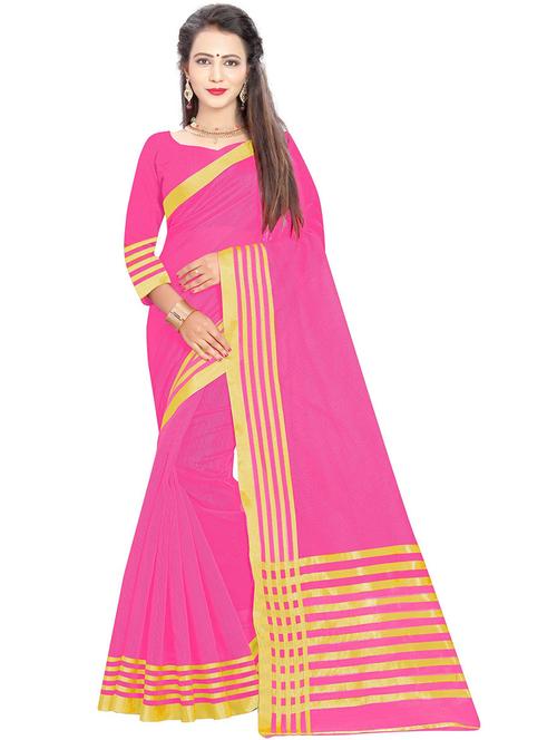 women pink solid bordered saree - 21696545 - Very Small Image - 1