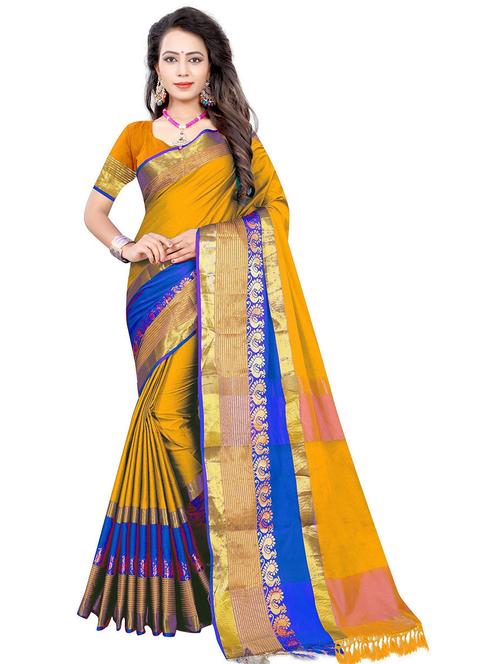 women solid with bordered saree - 21696554 - Very Small Image - 1