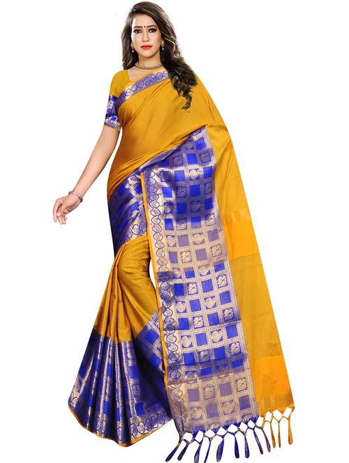 women solid zari bordered saree - 21696633 - Very Small Image - 1