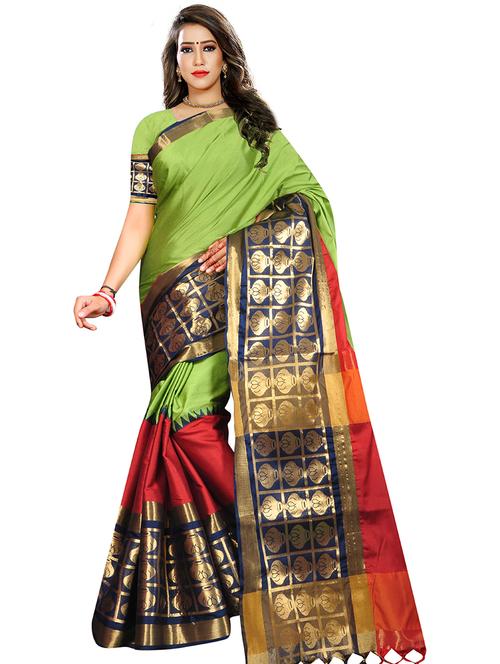 women solid zari bordered saree - 21696653 - Very Small Image - 1