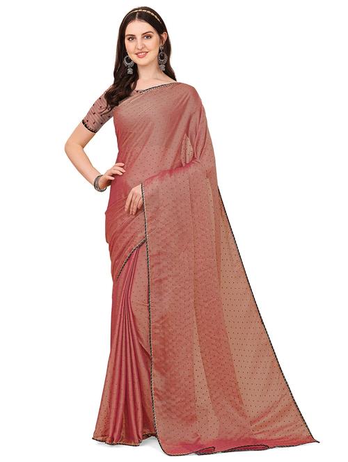 women pink self design saree - 21696908 - Very Small Image - 1