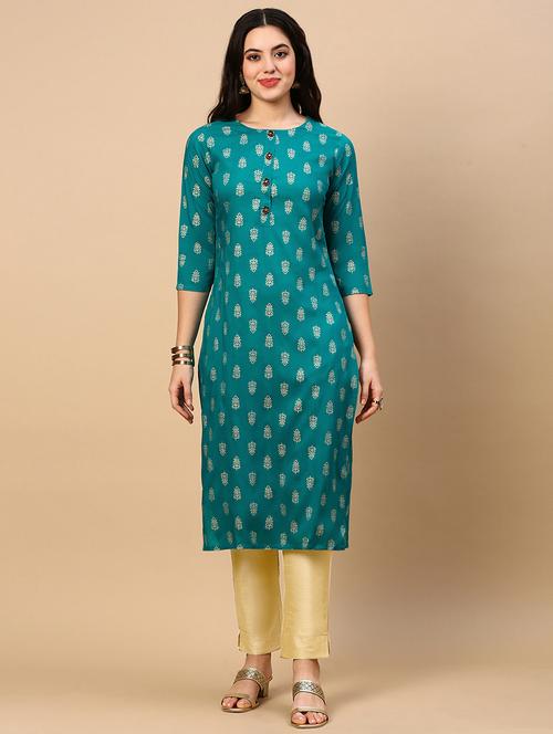women three quarter sleeve straight kurta - 21696969 - Very Small Image - 1