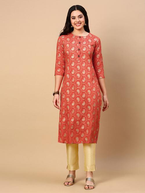 women three quarter sleeve straight kurta - 21696970 - Very Small Image - 1