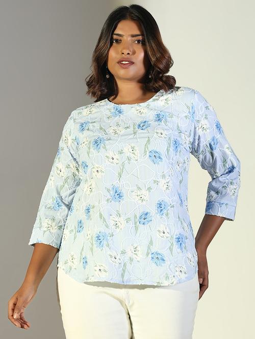 women floral printed round neck regular top - 21697019 - Very Small Image - 1