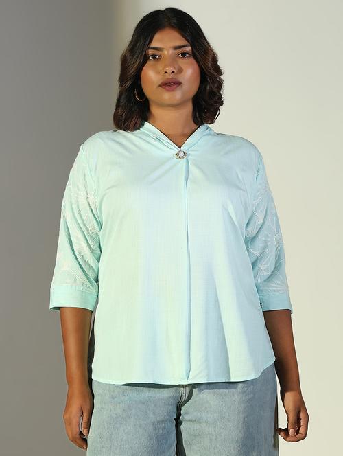 sea green cotton regular top - 21697026 - Very Small Image - 1