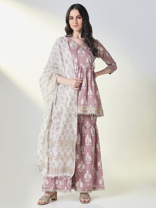 women printed kurta sharara set with dupatta - 21697086 - Very Small Image - 1