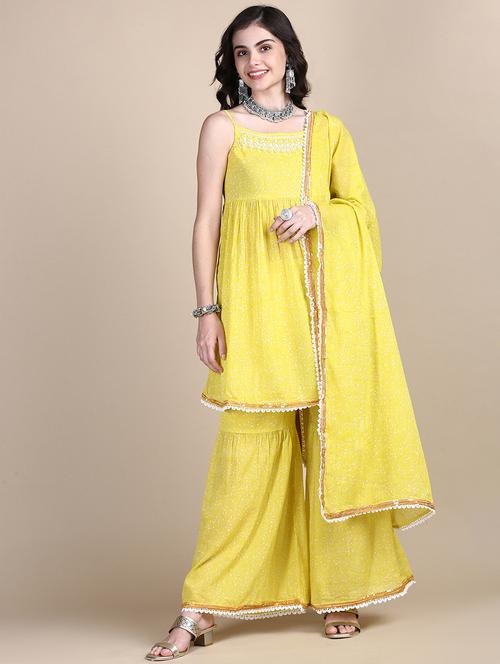 women floral kurta sharara set with dupatta - 21697101 - Very Small Image - 1